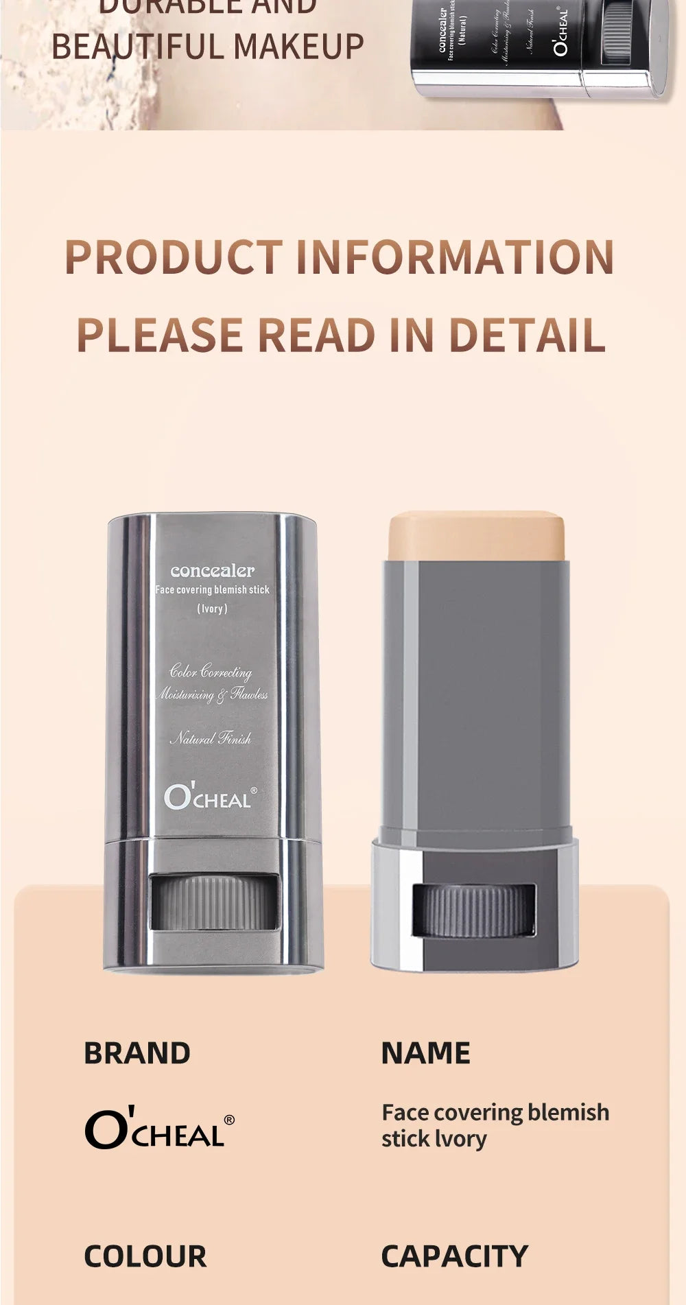 Stick de Contorno e Corretor Facial | Leve Iluminador Longa Duração