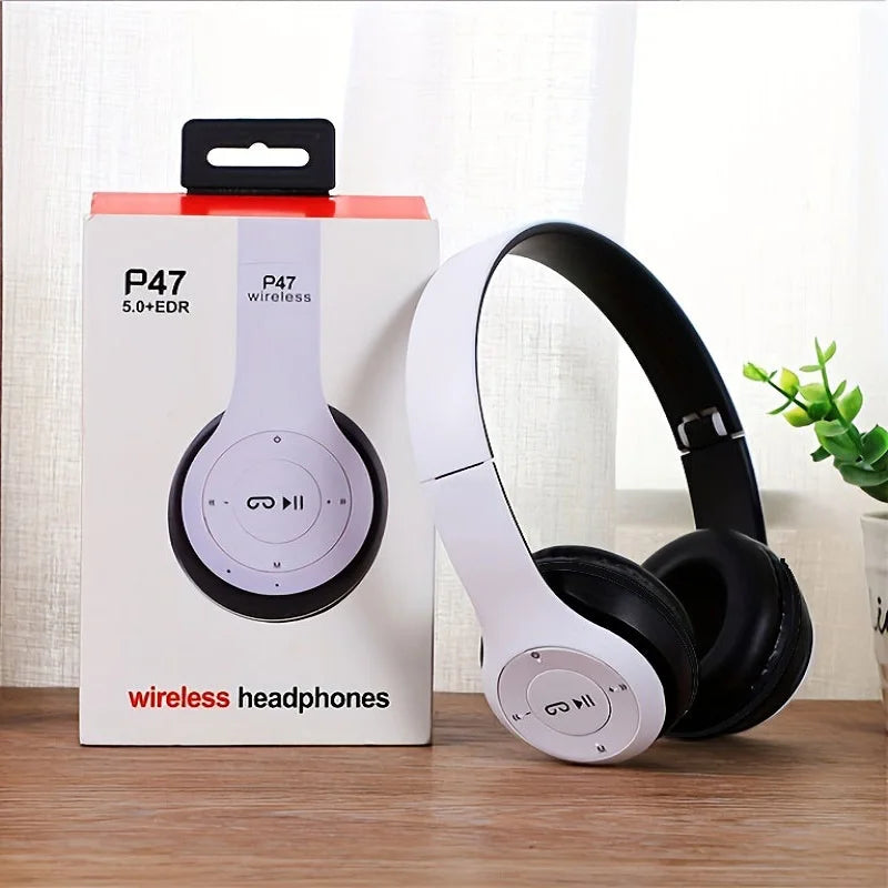 Headphones P47 Bluetooth 5.0 Dobráveis | HiFi Bass Gaming Crianças Mic
