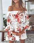 Blusa Floral Boho Ombros de Fora | Costas Nuas Holiday Verão