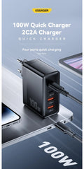 Carregador GaN 100W Essager USB-C | PD QC 4.0 iPhone Xiaomi MacBook