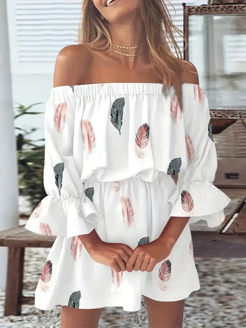 Blusa Floral Boho Ombros de Fora | Costas Nuas Holiday Verão