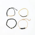 Set 4 Pulseiras Pedra Preta Boho | Artesanal Handmade Moda Feminina
