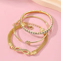 Set 3 Pulseiras Vintage Cristal Coração | Geométrico Ajustável Infinito