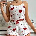 Pijama 2 Peças Top + Calções | Suave Respirável Estampa Love