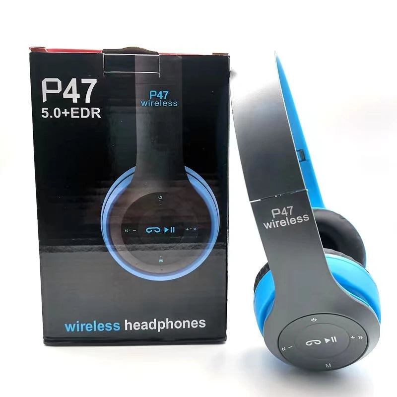 Headphones P47 Bluetooth 5.0 Dobráveis | HiFi Bass Gaming Crianças Mic