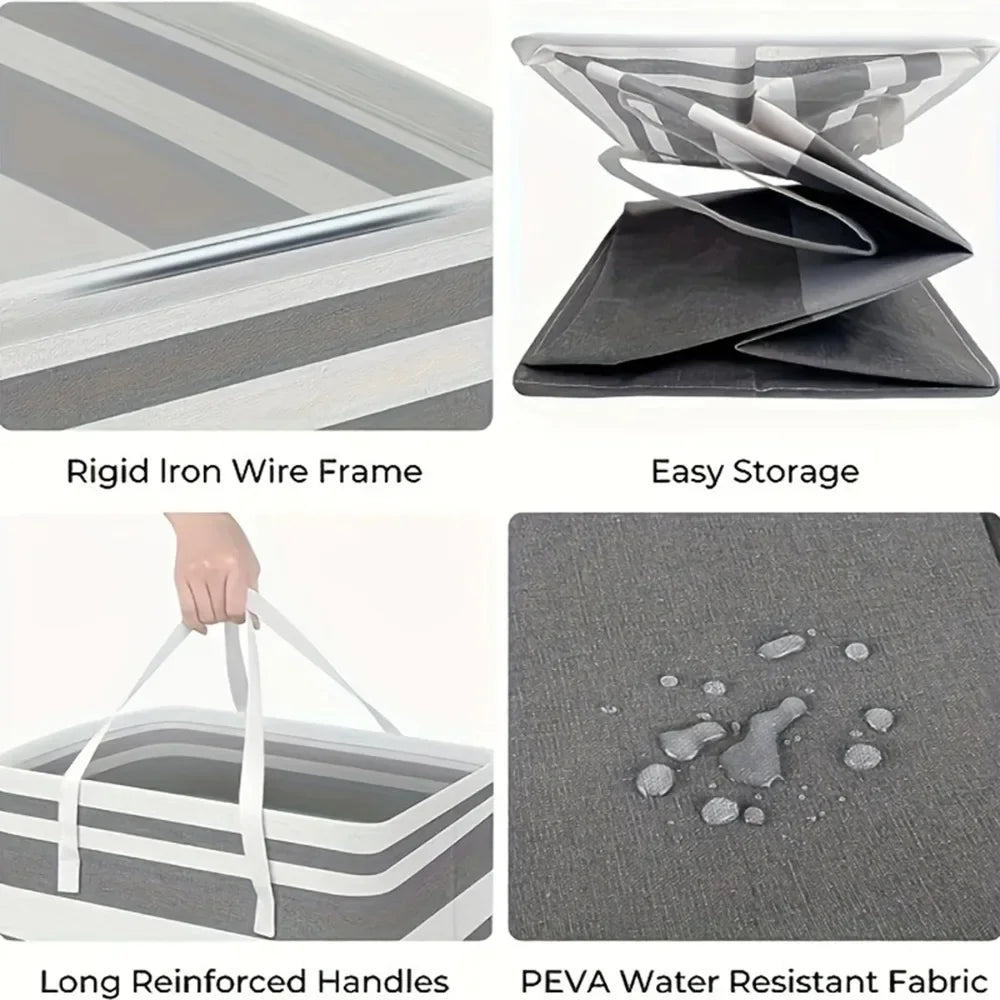 Cesto de roupa suja grande de 75 litros com pegas, durável, para guardar roupa suja em casa, dormitórios e hotéis, 40*30*60cm.