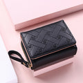 Carteira Tri-Fold PU Bordado Love Coreano | Multi-Bolsos Minimalista 2024