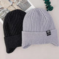 Outdoor Men Winter Knitted Hat with Velvet Warm Ear Hood Integrated Hat Outdoor Sports Bicycle Skiing Running Cold Cap