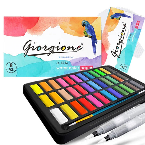 Set Aquarelas Profissional 24 ou 36 Cores | Pincéis e Papel Incluídos