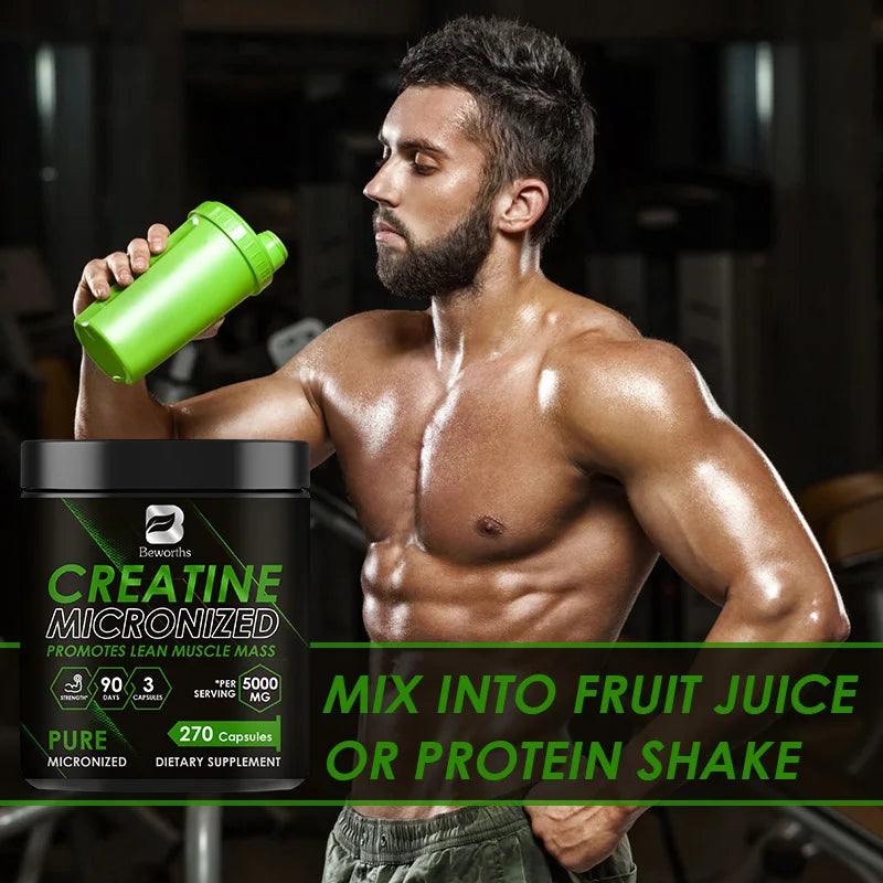 Creatina mono-hidratada Beworths, suplemento alimentar para atletas, auxilia no treino, no desenvolvimento muscular, fornece energia celular e aumenta a força muscular.