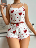 Pijama 2 Peças Top + Calções | Suave Respirável Estampa Love
