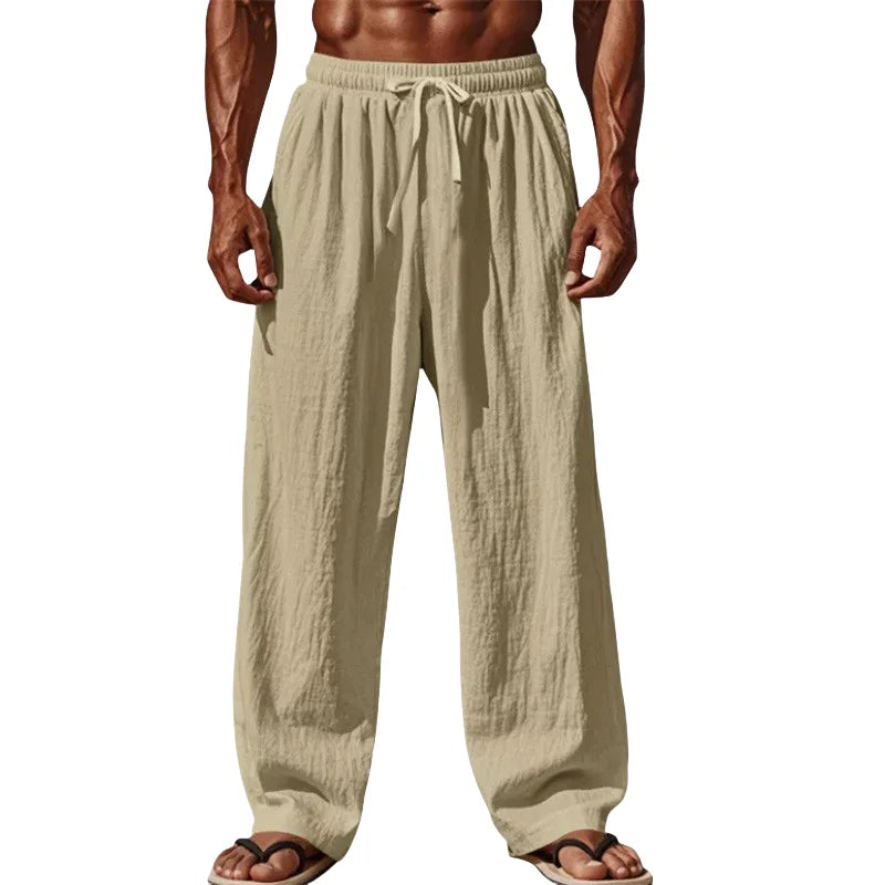 Calças Linho Algodão Straight 2025 Plus Size | Conforto Cordão S-4XL