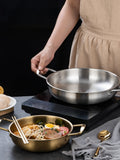 Tacho Aço Inox com Pega | Paella Marisco Arroz Piquenique Petiscos