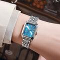 Relógio Feminino Retângular de Luxo | Bracelete Aço Quartzo Fashion