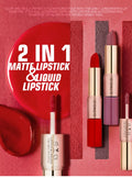 Batom 2 em 1 Mate + Lip Gloss 12 Cores | À Prova de Água Longa Duração