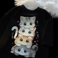 T-Shirt Feminina com Gatinho Cartoon – Corte Folgado, Casual e Versátil para o Verão