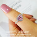 Pink Silver Color Cute Ring Finger Anel Aneis CZ Flower Ring for Women Jewelry Pure Wedding Engagement R1707-pink