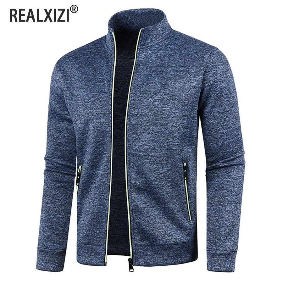 Blusão Gola Alta Zipper Streetwear | Outdoor Casual M-4XL Manga Longa