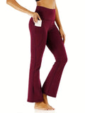 Calças Yoga Flared com Bolsos | Cintura Alta Tummy Tuck