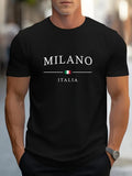 T-Shirt MILANO 100% Algodão – Print de Letras, Corte Largo e Confortável