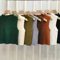 Women's Vest Tank Top Solid Color Knitted Tees Cropped Camisole Sweater Half-turtleneck Spring Autumn Sleeveless топ женский