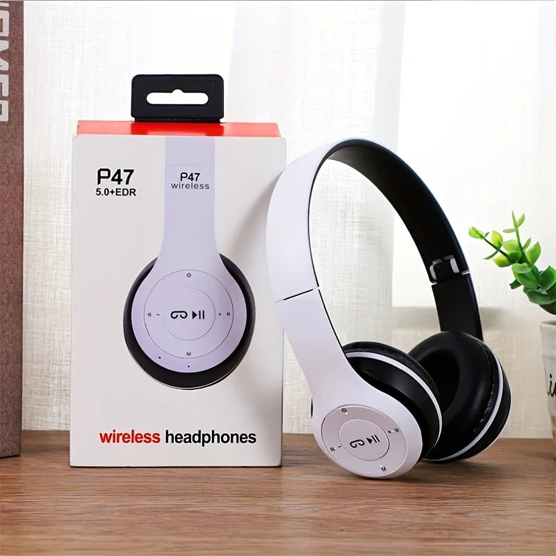 Headphones P47 Bluetooth 5.0 Dobráveis | HiFi Bass Gaming Crianças Mic
