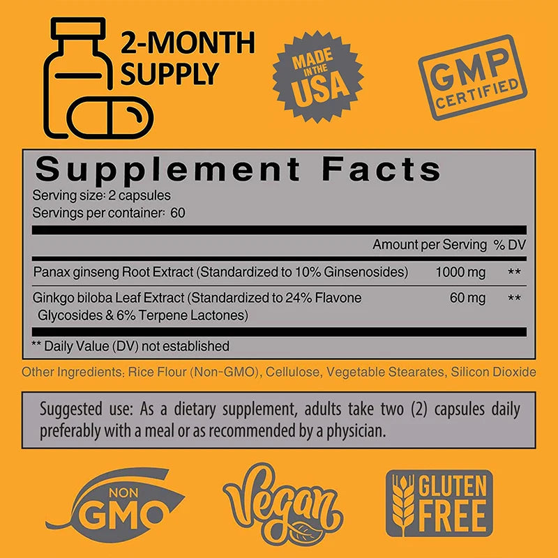 Suplementos para o aumento da potência masculina - aumentar a energia, a resistência e o desempenho com vitalidade, ginseng natural + ginkgo biloba.