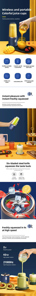 Liquidificador USB Portátil 400ml 6 Cores | Smoothie Milkshake Viagem