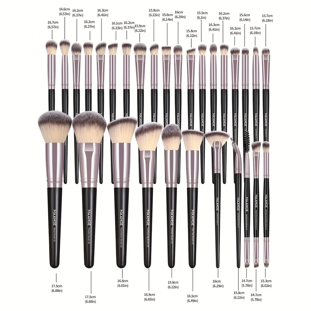 Kit Profissional 30 Pincéis Maange com Estojo | Base Sombras Blush