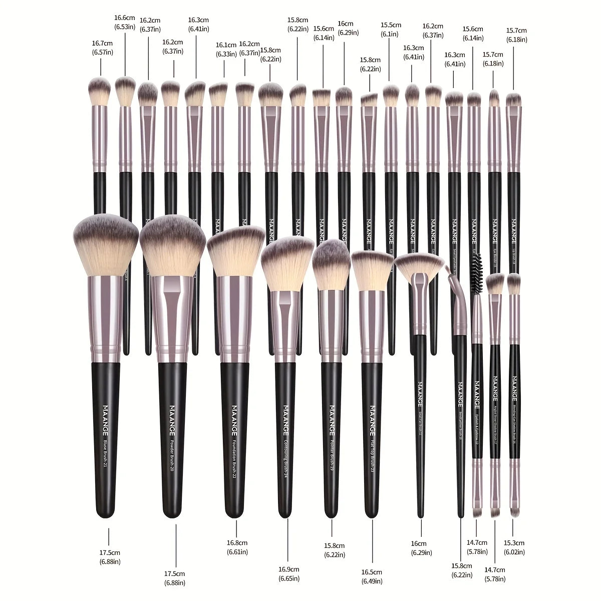 Kit Profissional 30 Pincéis Maange com Estojo | Base Sombras Blush