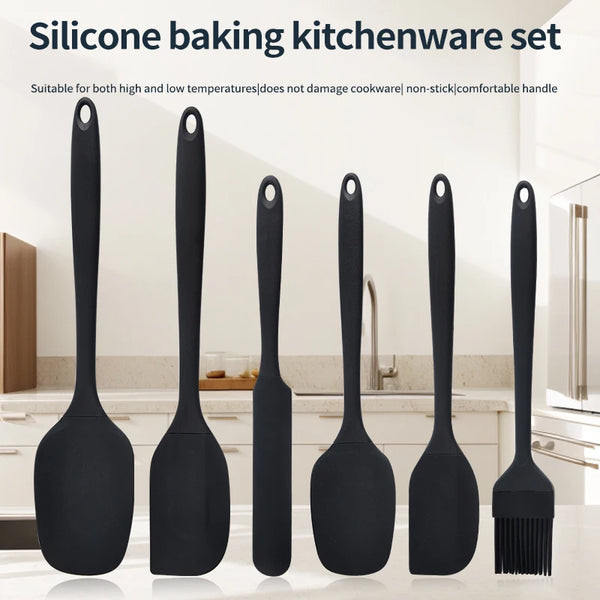 Kit Silicone 6 Peças Pastelaria | Espátula Pincel Óleo Raspador Creme