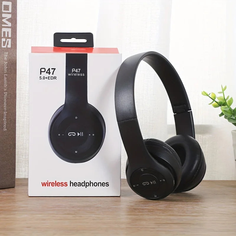Headphones P47 Bluetooth 5.0 Dobráveis | HiFi Bass Gaming Crianças Mic