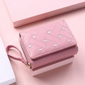 Carteira Tri-Fold PU Bordado Love Coreano | Multi-Bolsos Minimalista 2024