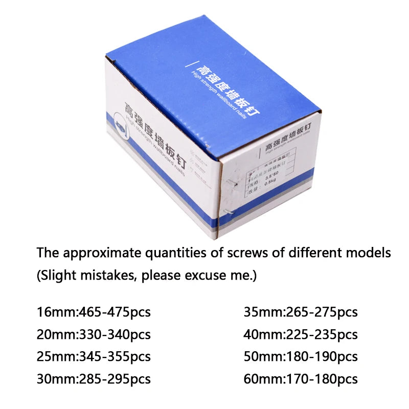 1 caixa/lote de 0,5 kg de parafusos para gesso cartonado com cabeça plana escareada cruzada, auto-atarraxantes, M3.5, em aço carbono preto, com rosca Phillips para madeira.
