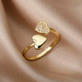 Zircon Geometric Heart Rings For Women Stainless Steel Gold Color Wedding Ring Luxury Aesthetic Jewlery Couple Gift 2025