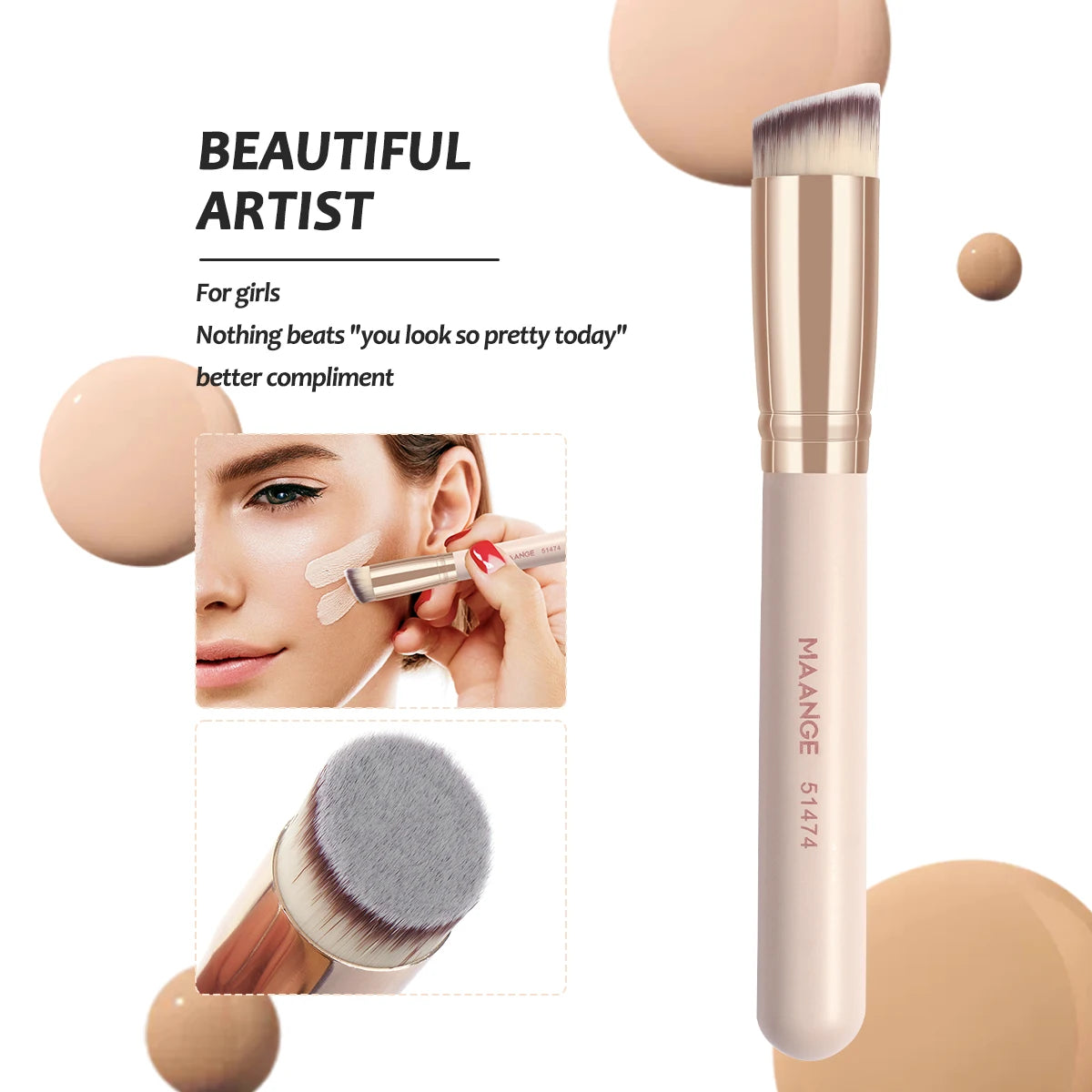 Kit 8 Pincéis Maange Portátil de Viagem | Pó Blush Base Contorno