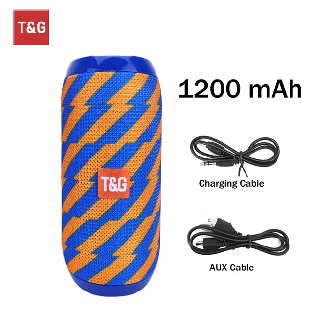 Coluna T&G TG117 Bluetooth TWS | Impermeável Estéreo FM Cartão TF