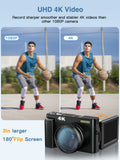 Câmara 4K Autofocus 48MP Vlogging | Anti-Shake Flip 180° Flash Compacta