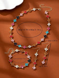 Conjunto de Joias 4 Peças com Diamantes – Brincos, Colar e Pulseira para Festas