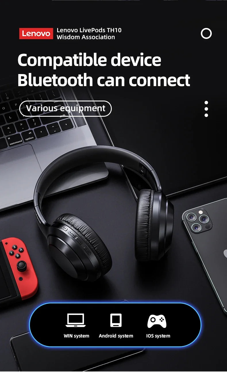 Auriculares Lenovo ThinkPlus TH10 TWS | Som HD Baixa Latência Microfone