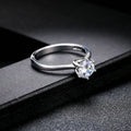 Double Fair 6 Claw Cubic Zirconia Princess Cut Wedding/Engagement Ring HotSale Silver Color Jewelry For Women anel DFR013