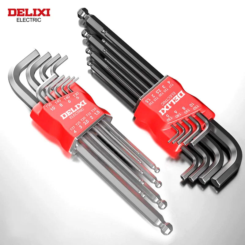 Delixi elétrico allen key set，allen hex wrench screwdriver set com sleev universal torque long metric,para motorcycles, bicycles