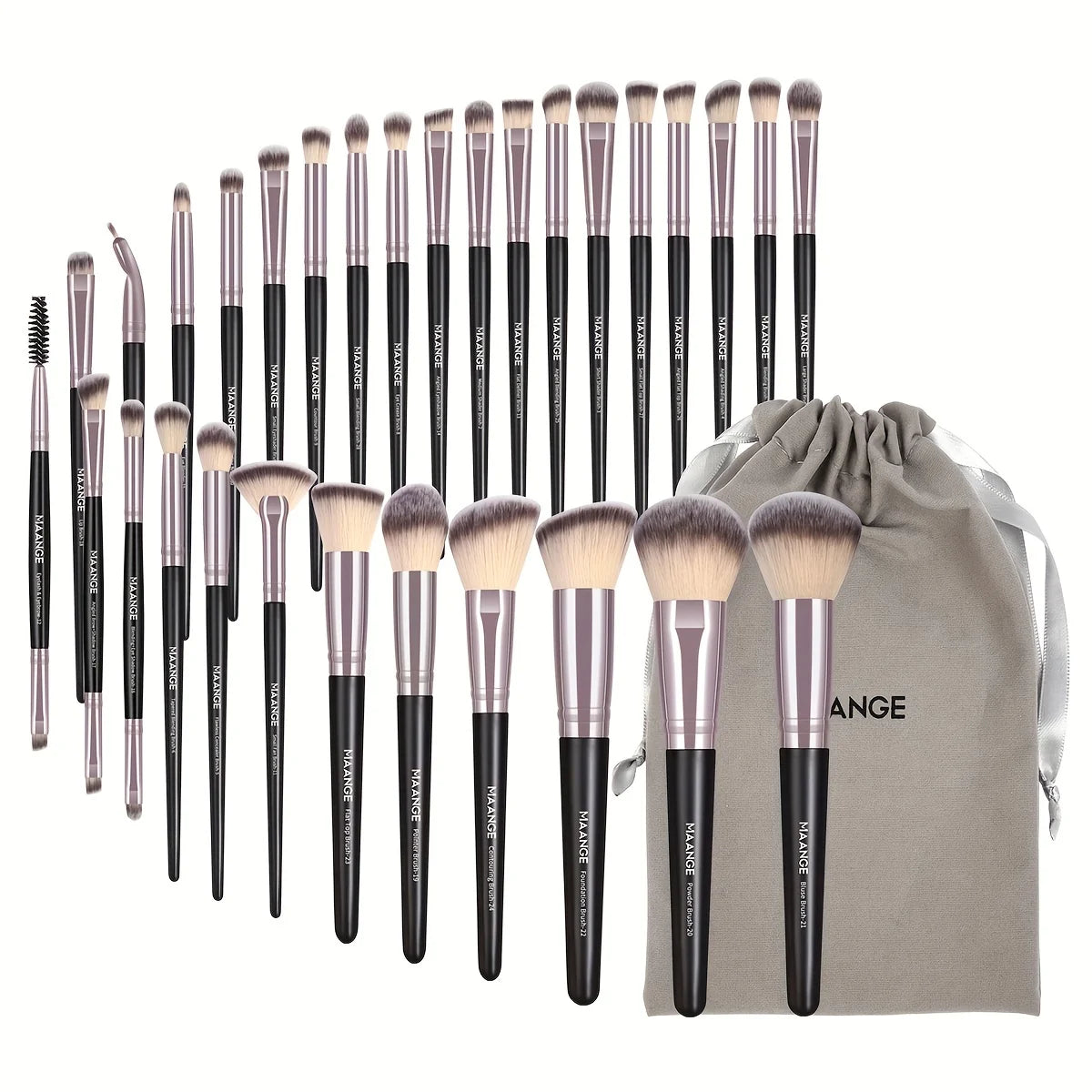 Kit Profissional 30 Pincéis Maange com Estojo | Base Sombras Blush