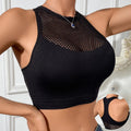 Crop Top Fishnet Ombros de Fora | Stretch Chic e Desportivo