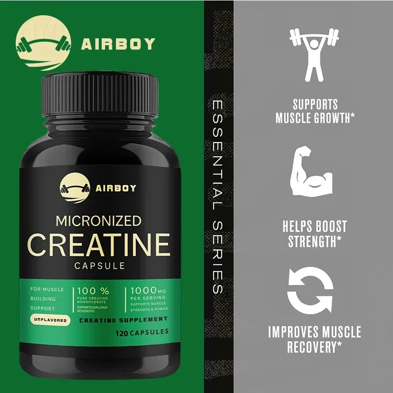 Creatina micronizada - promove o crescimento muscular, melhora o desempenho físico, a resistência e a recuperação.