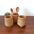 Organizador Rattan Talheres e Utensílios | Cesto Arrumação Cozinha