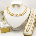 Conjunto de Joias Dubai Banhadas a Ouro 18K – Colar, Brincos, Pulseira e Anel