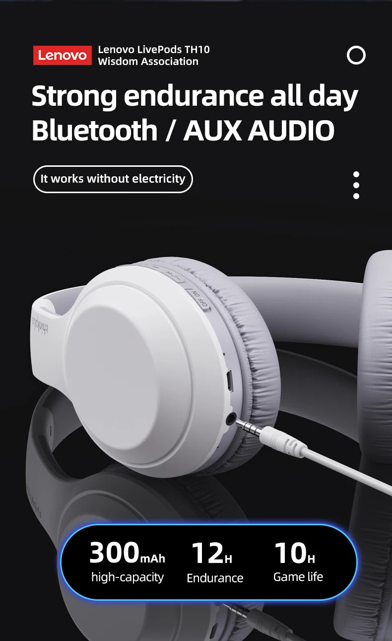 Auriculares Lenovo ThinkPlus TH10 TWS | Som HD Baixa Latência Microfone