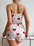 Pijama 2 Peças Top + Calções | Suave Respirável Estampa Love