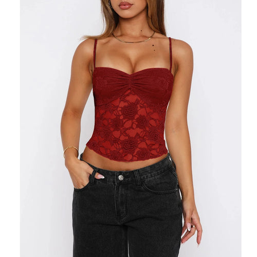 Cami Top Renda com Franzido Frontal | Slim Fit Cor Sólida